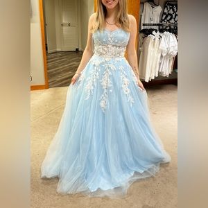 Coya Collection Prom Dress Light Blue Flower Design